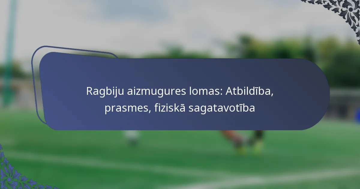 Ragbiju aizmugures lomas: Atbildība, prasmes, fiziskā sagatavotība